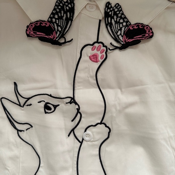 Snow Bird Cat & Butterfly Top by Banned Retro - Picture 11 of 13